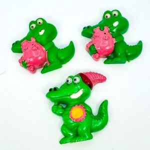 Vintage Googly Eye Alligator Fridge Magnets Lot Of 3 Plastic Retro.